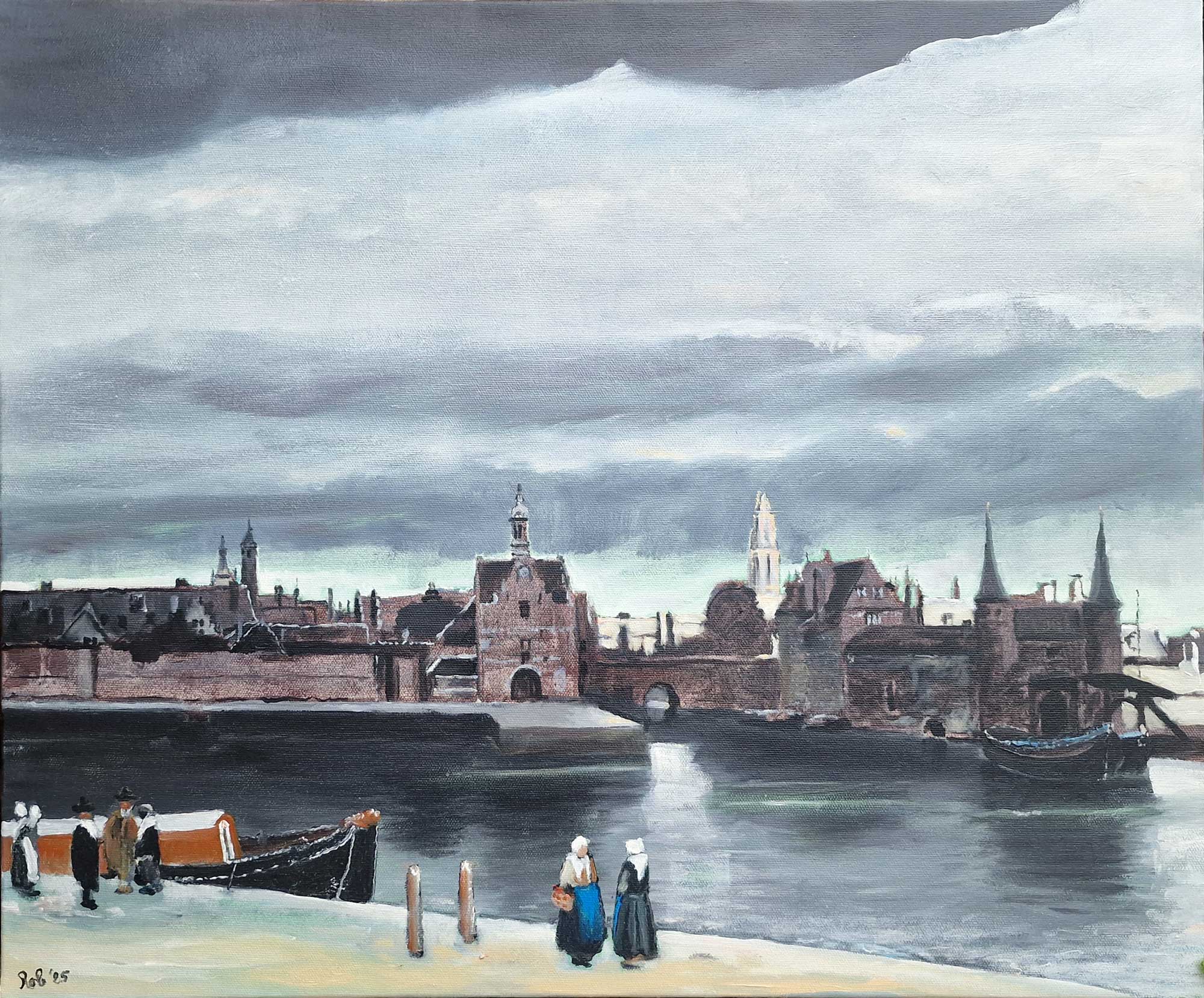Painting / Peinture Correction of the view of Delft, Rob Lieveloo