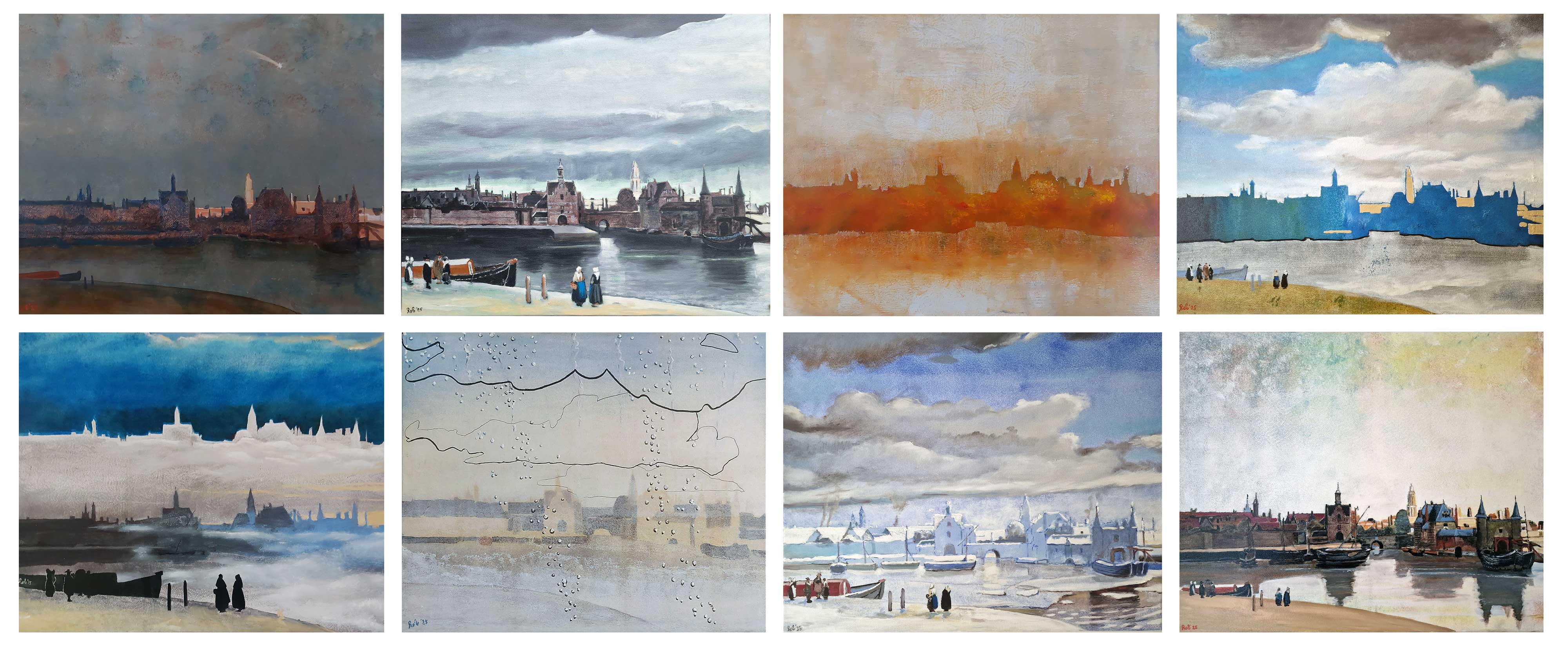 Painting / Peinture Vermeer, vue sur Delft, Rob Lieveloo