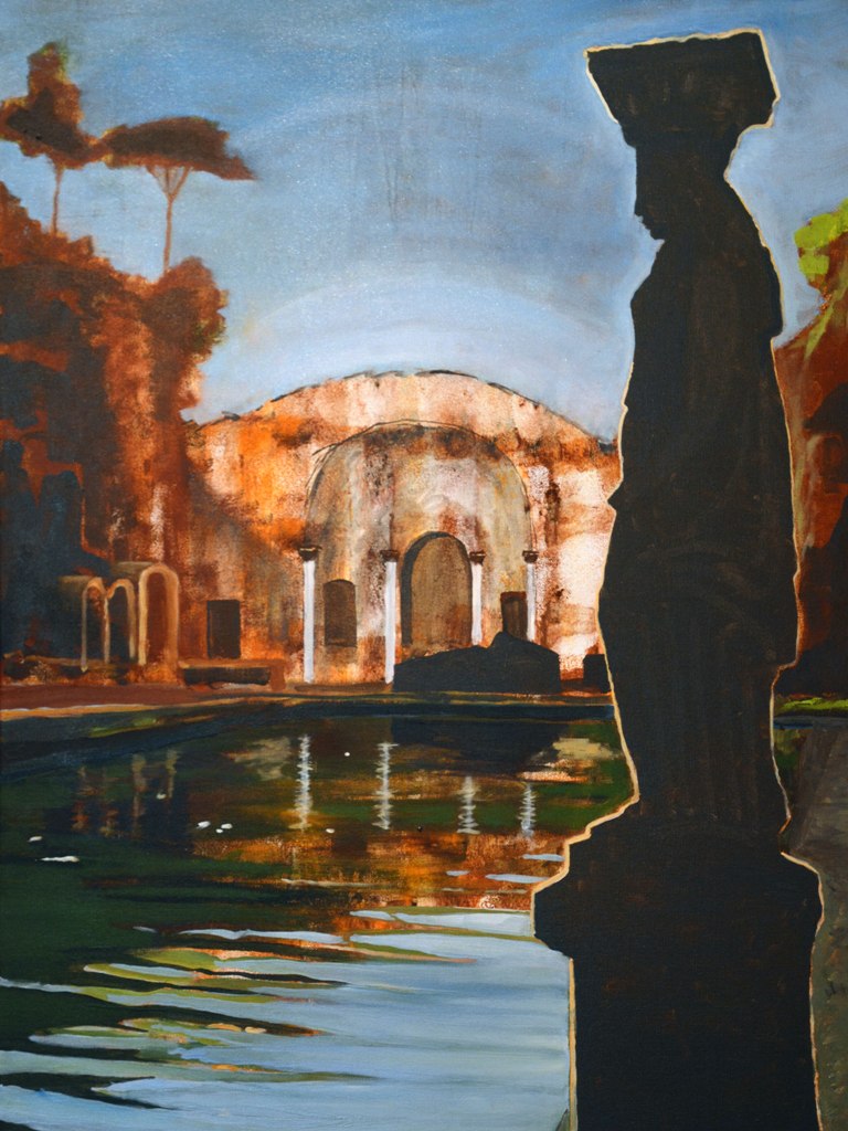 Painting / Peinture Villa Hadriana, cariatide, Rob Lieveloo