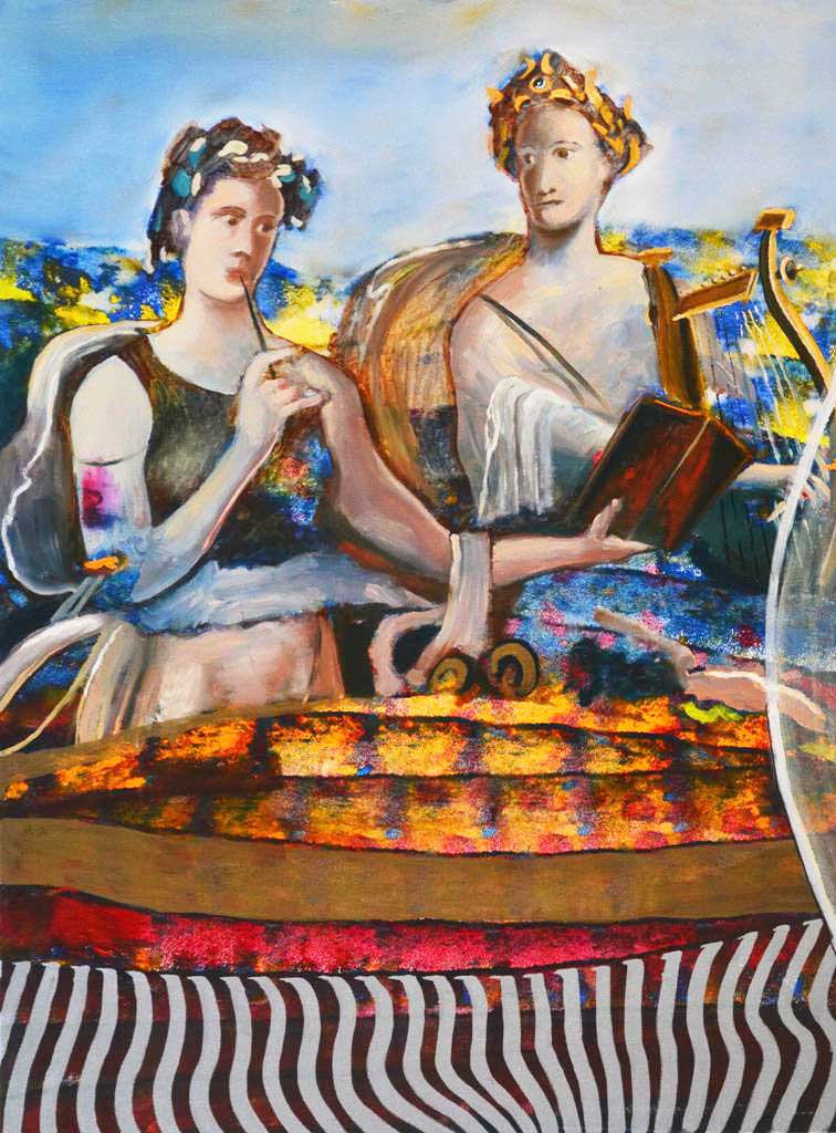 Painting / Peinture Apollo cytharède (Murecine) and the Desigual girl, Rob Lieveloo