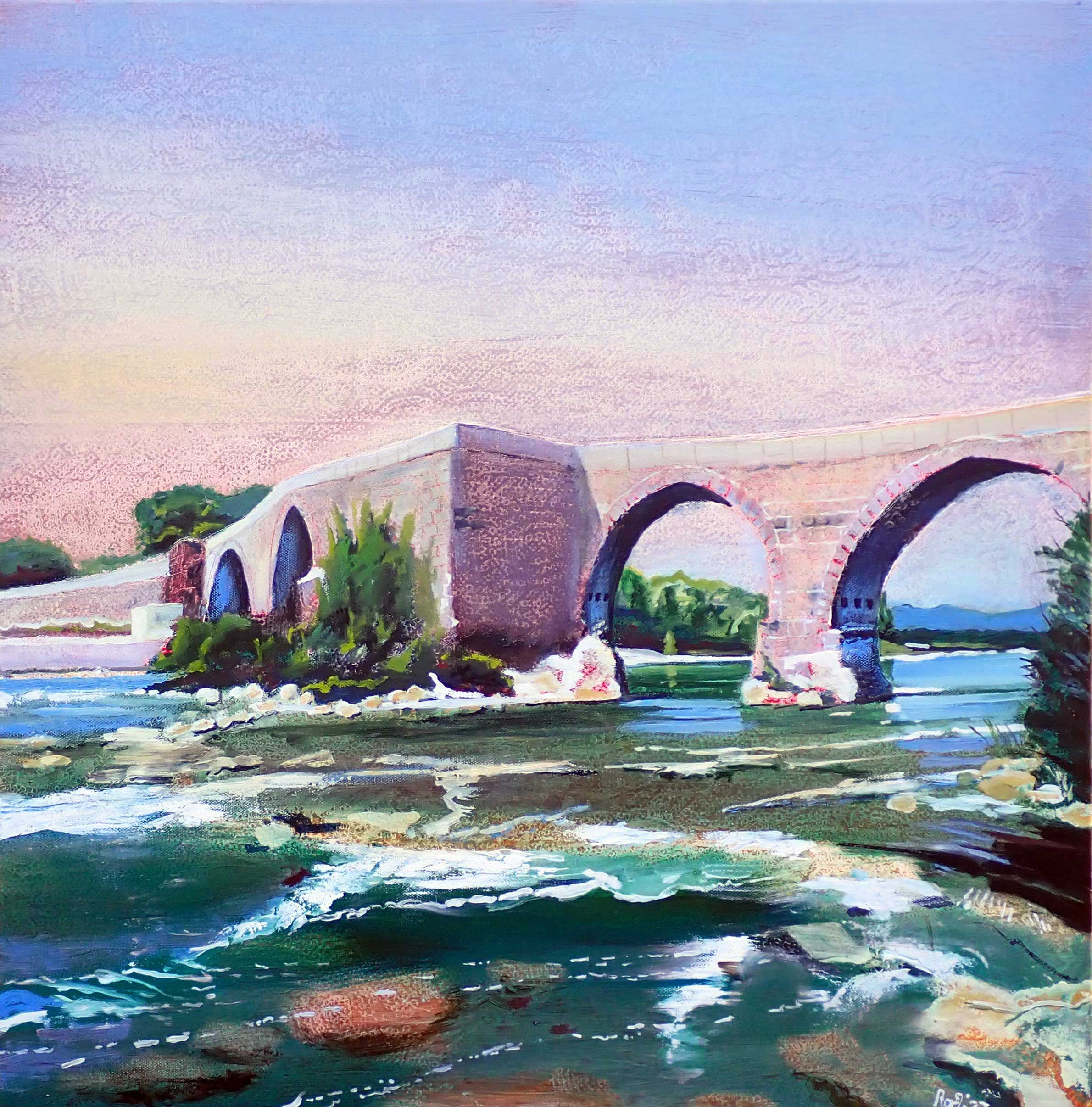 Painting / Peinture Eurymedon bridge, Aspendos, Rob Lieveloo