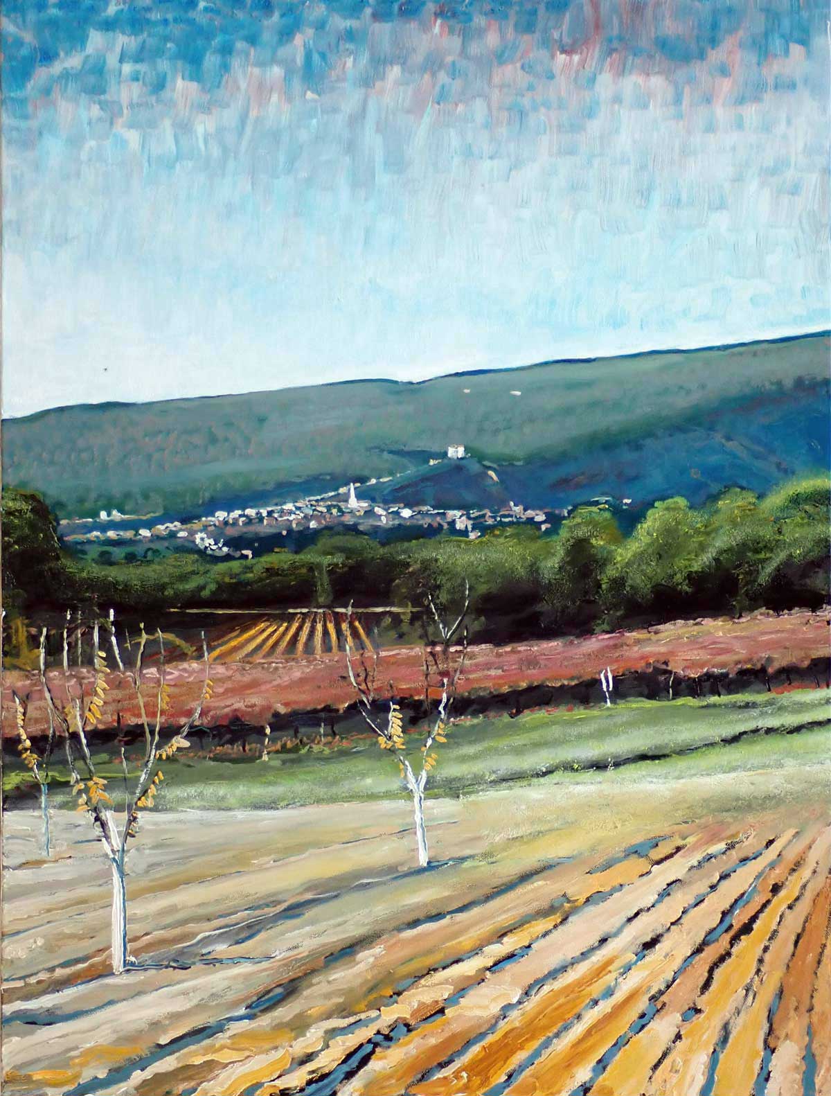 Painting / Peinture St_Saturnin_les_Apt, Bourgane, automne 17h, Rob Lieveloo