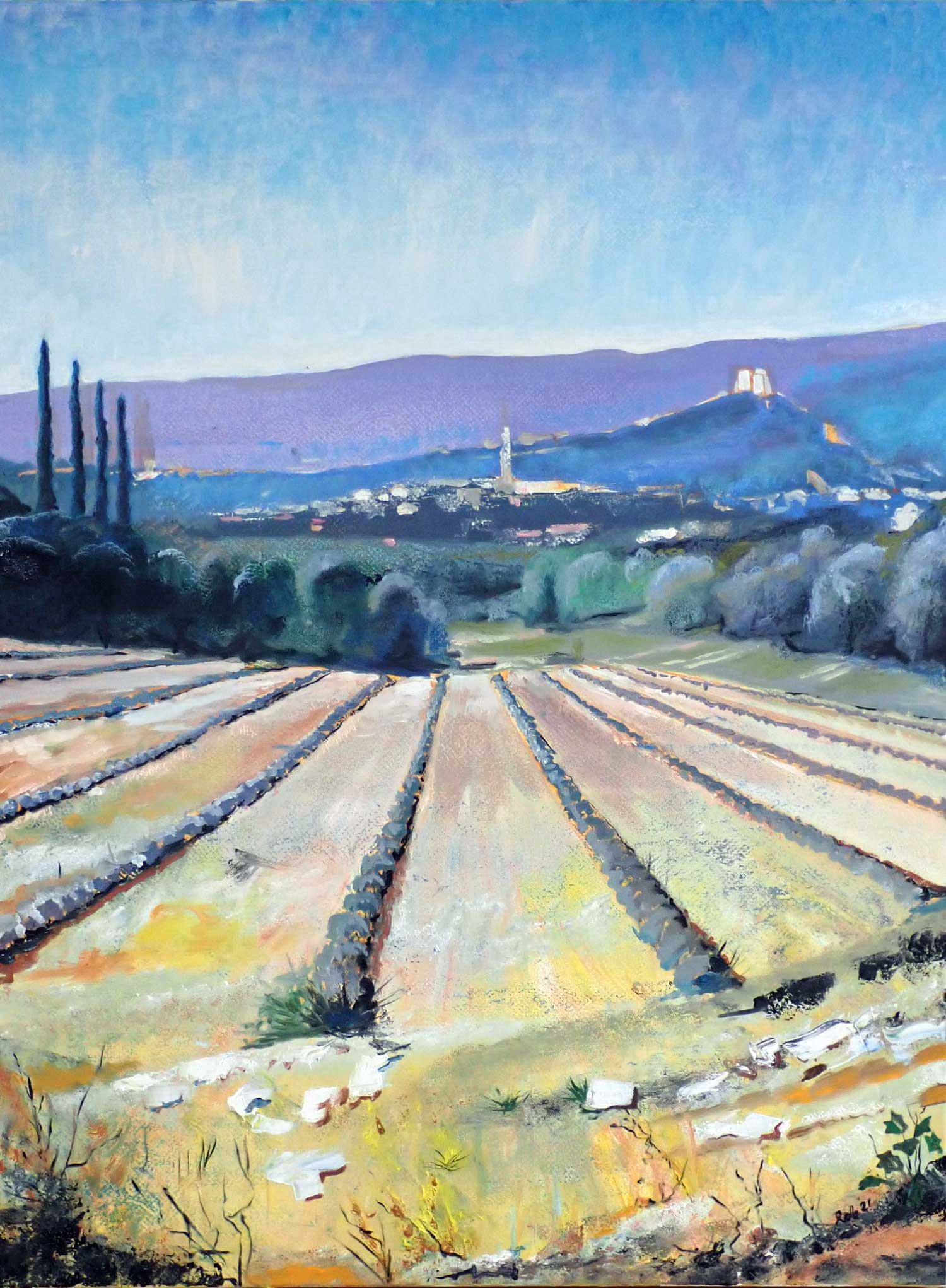 Painting / Peinture St_Saturnin_les_Apt, printemps, 16h, Rob Lieveloo