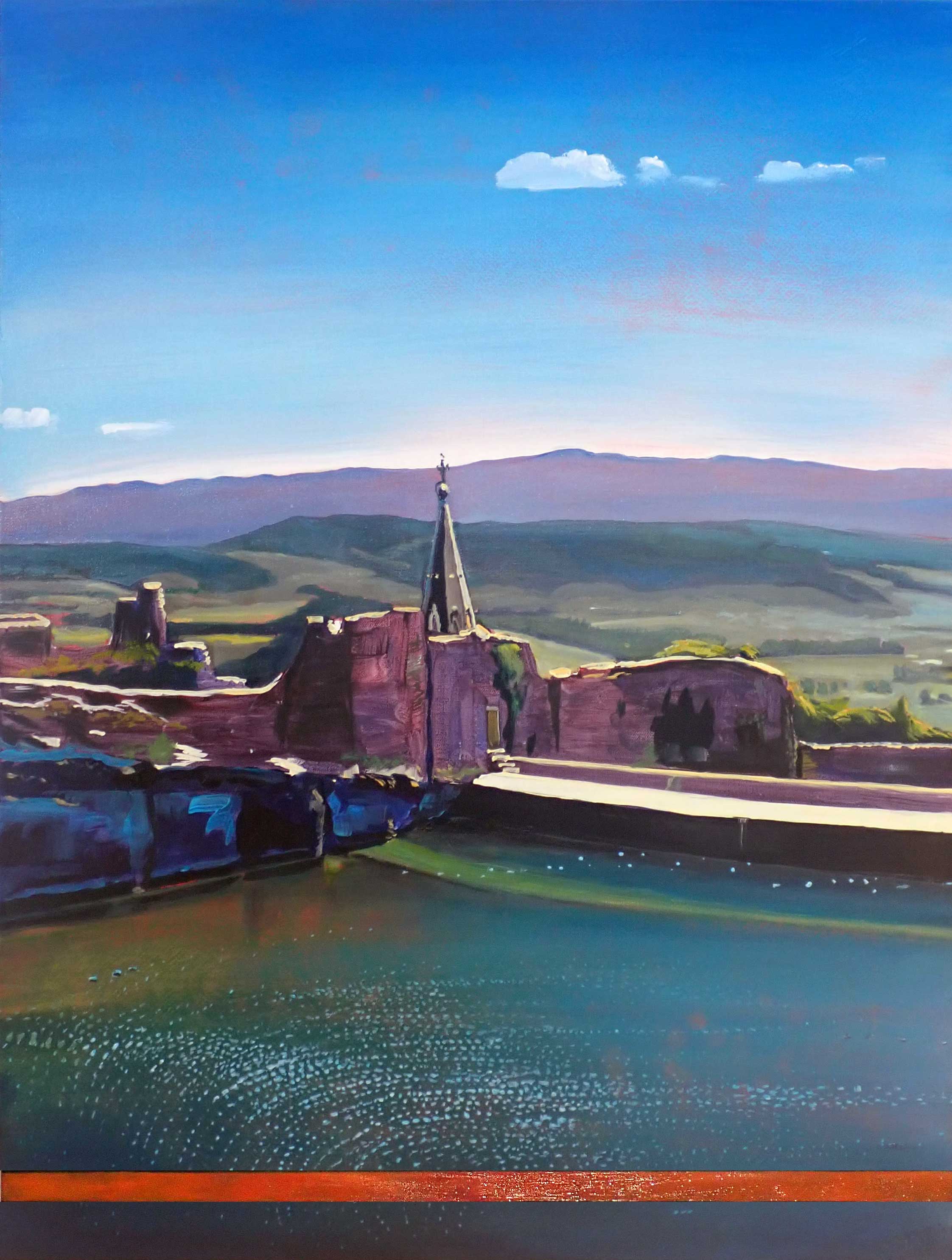 Painting St_Saturnin_les_Apt, barrage by Rob Lieveloo