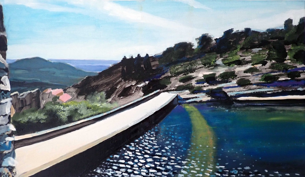 Painting St_Saturnin_les_Apt, barrage by Rob Lieveloo