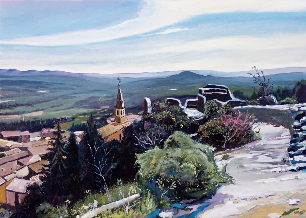 Painting St_Saturnin_les_Apt, le Perreal by Rob Lieveloo