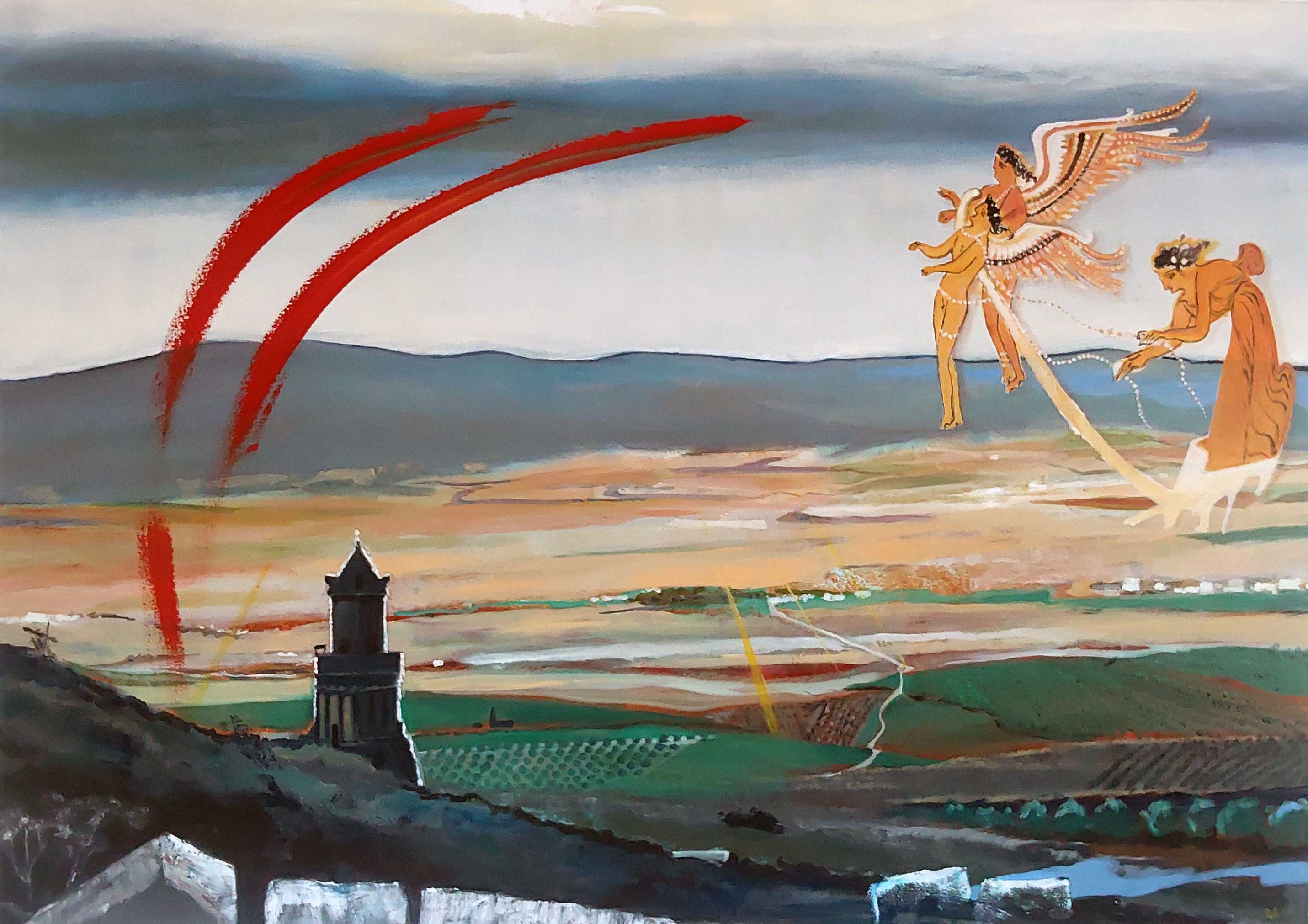 Painting / Peinture Libyco-Tunic mausoleum , Tunisie. Demeter plowing, Rob Lieveloo